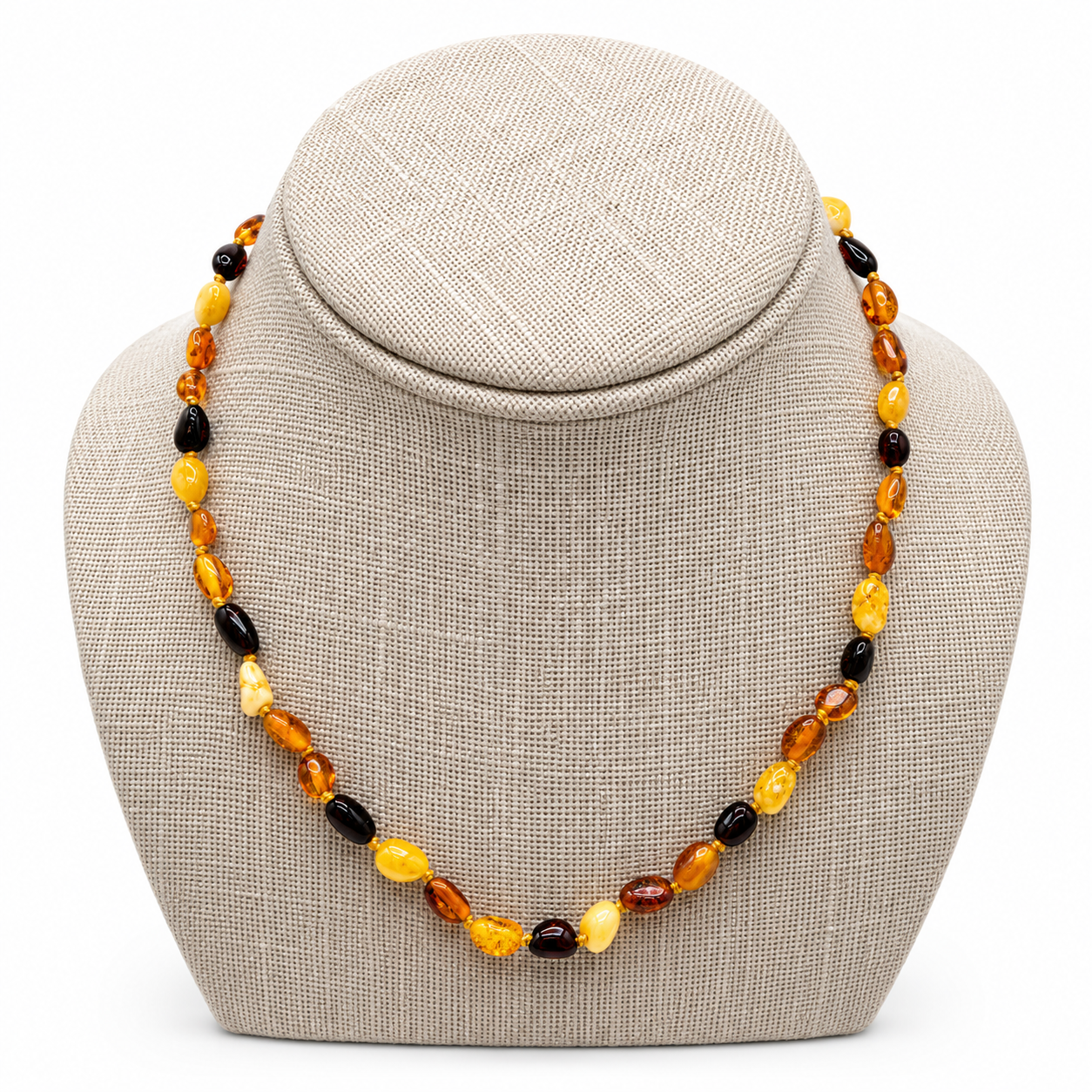 Genuine Baltic Amber Multicolor Teen Necklace – Lightweight Youth Baltic Amber Beaded Necklace for Girls – Honey Cherry Butterscotch Amber