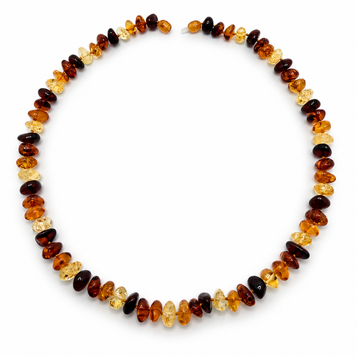 Genuine Baltic Amber Necklace Multicolor Lemon Honey Cognac Cherry, 21 Inch Graduated Amber Beads,