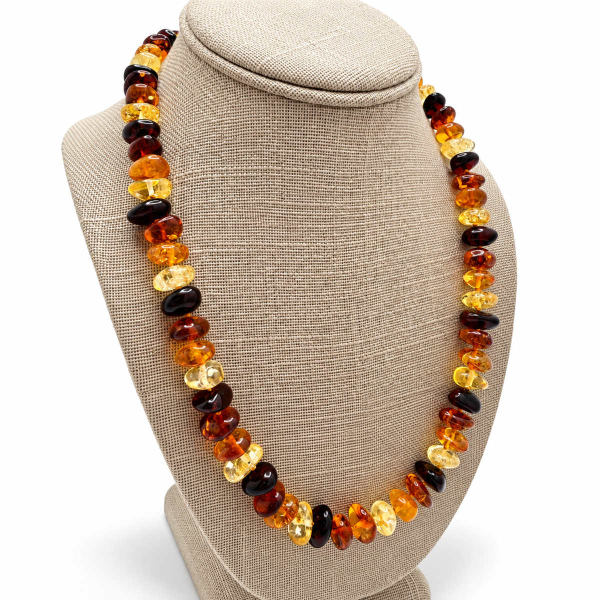 Genuine Baltic Amber Necklace Multicolor Lemon Honey Cognac Cherry, 21 Inch Graduated Amber Beads,