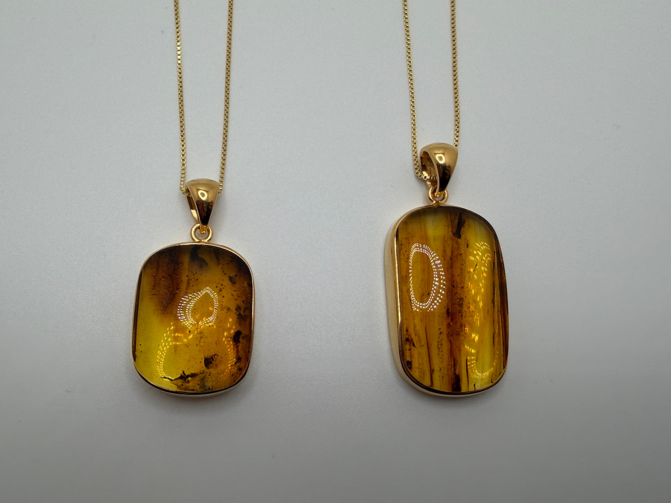 Genuine Baltic Amber Necklace, Gold Plated Sterling Silver Pendant, Honey Lemon Amber with Inclusions, Natural Fossil Jewelry on Chain