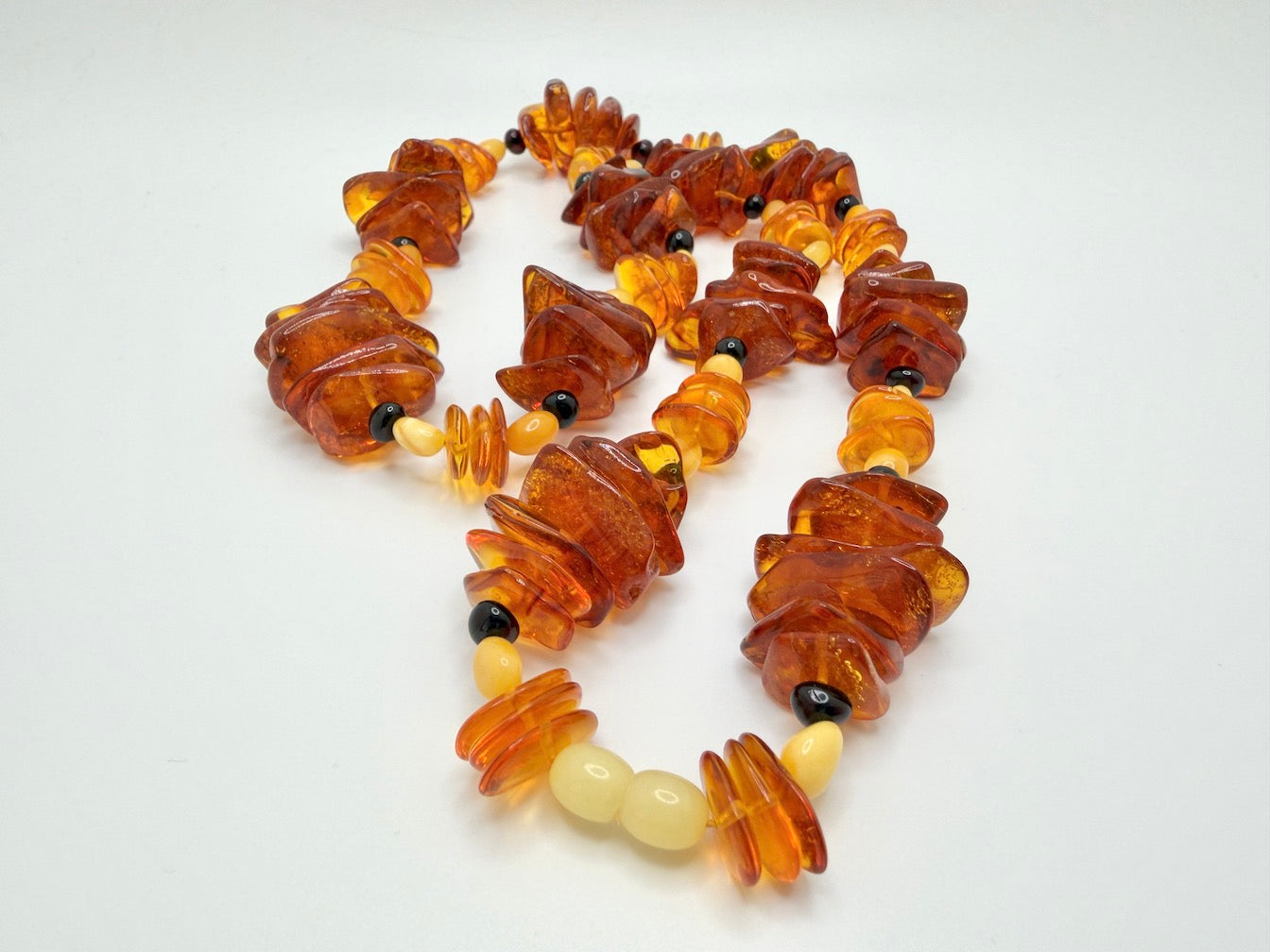 Genuine Baltic Amber Ombré Chip Necklace • Honey • Butterscotch • Cherry, 28” Length