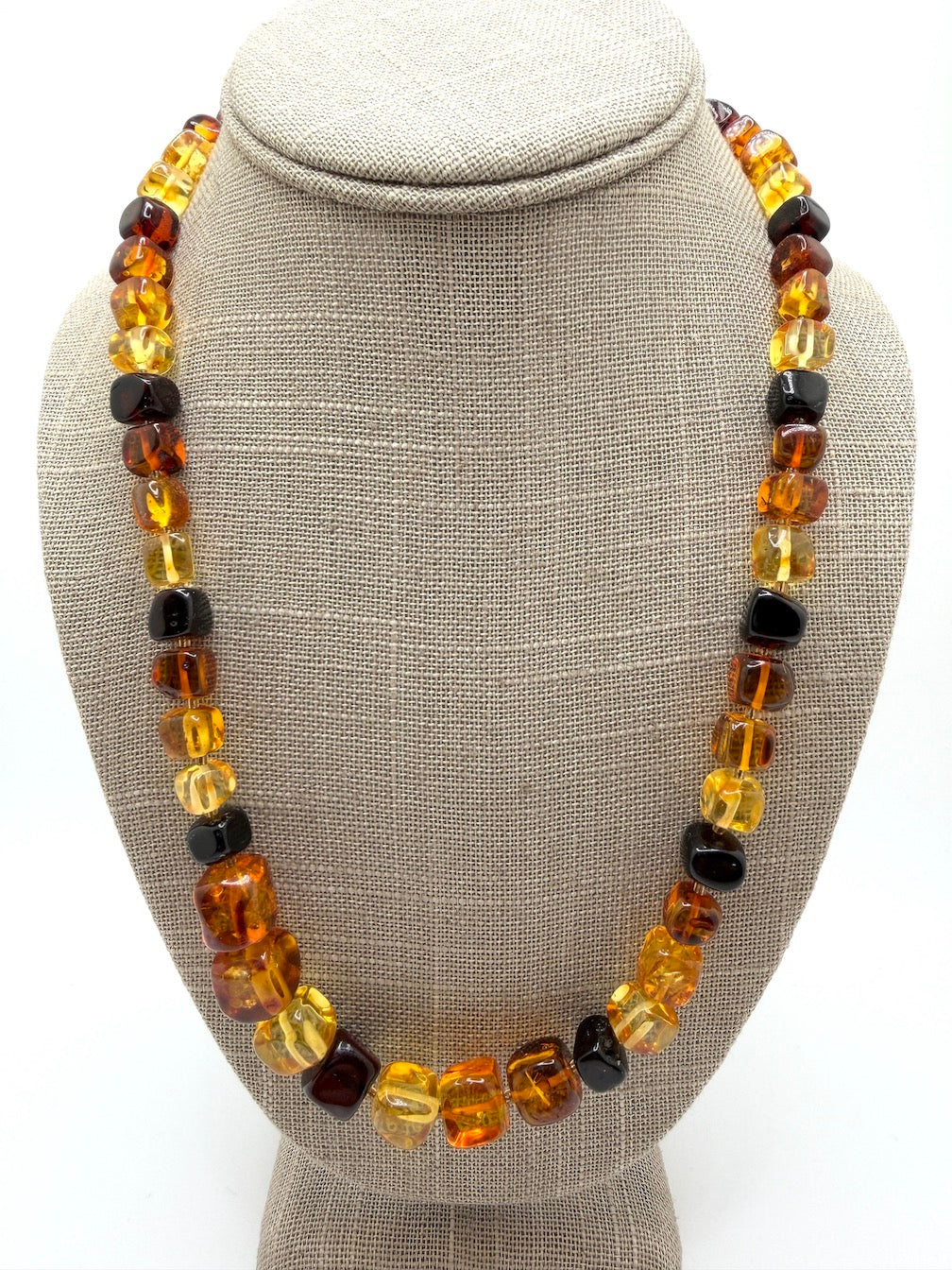 Genuine Baltic Amber Ombre Cube Necklace – Lemon Honey Cognac Cherry Graduated Square Amber Beads
