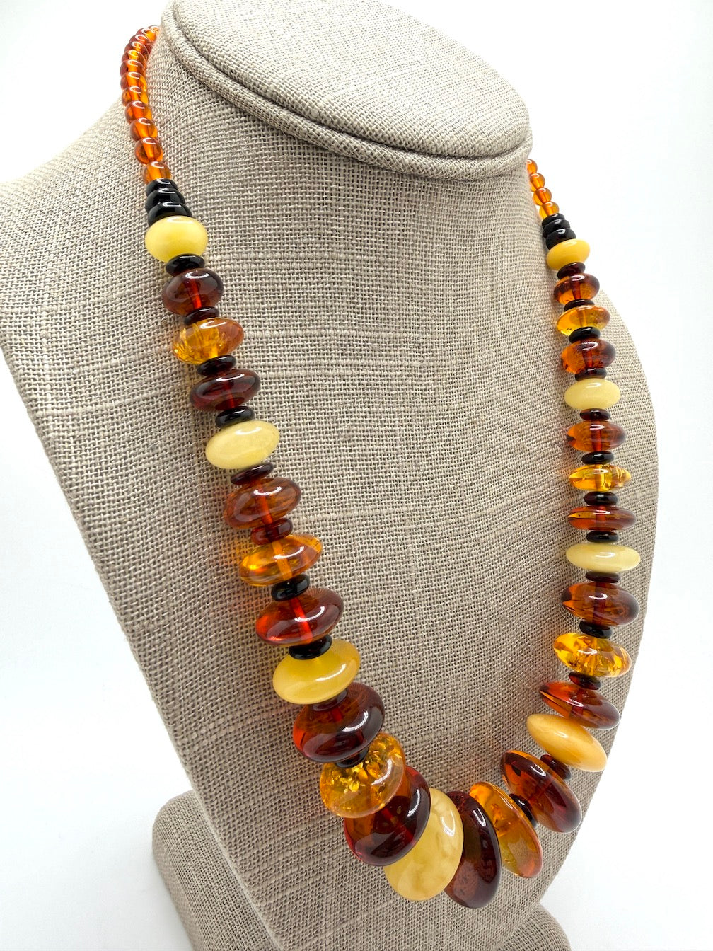 Genuine Baltic Amber Ombré Necklace | Donut Shape Amber Beads