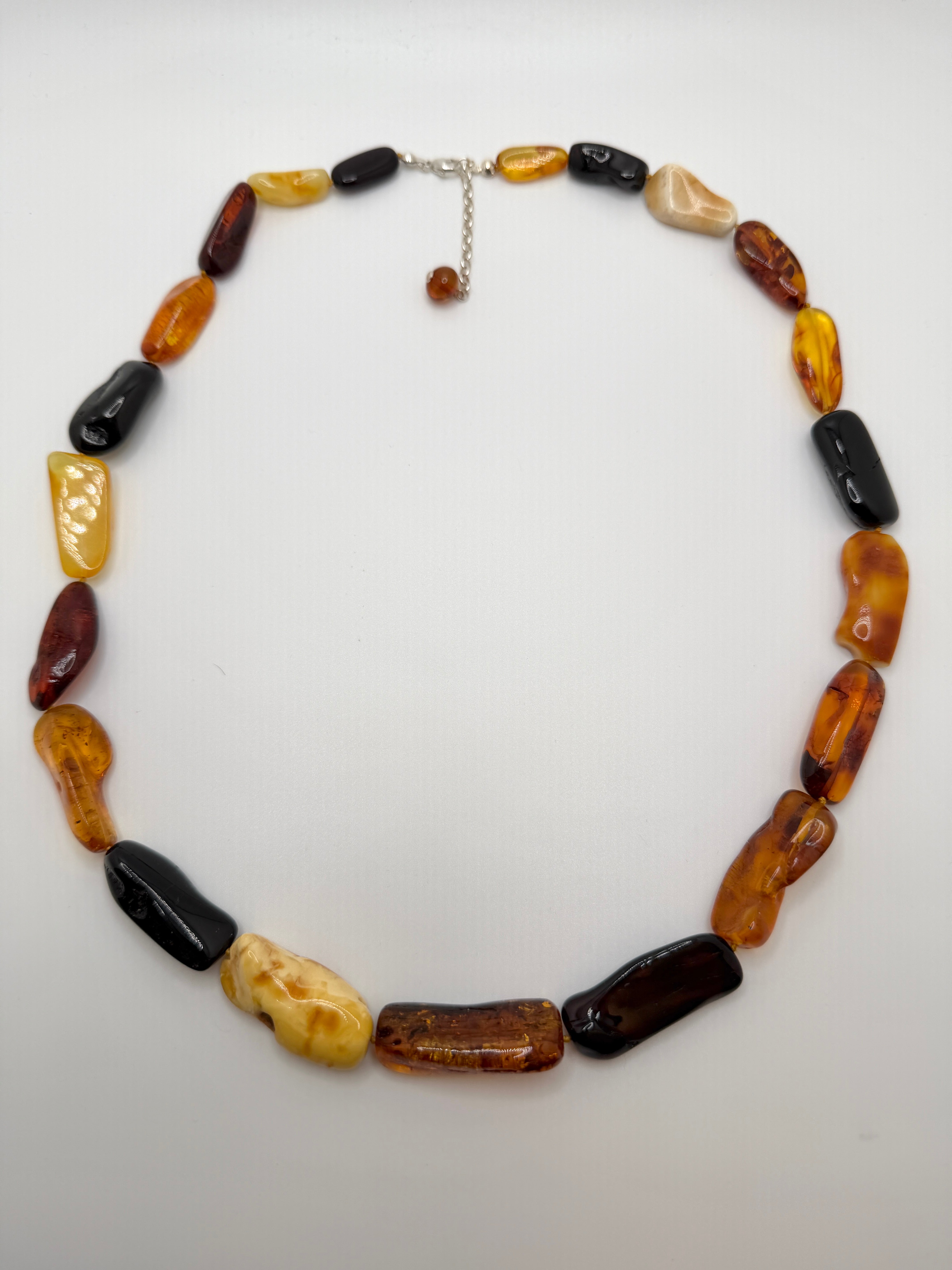 Genuine Baltic Amber Ombré Necklace | Multicolor Rectangular Amber Necklace | Lemon, Butterscotch, Honey & Cherry Amber | 24” Long