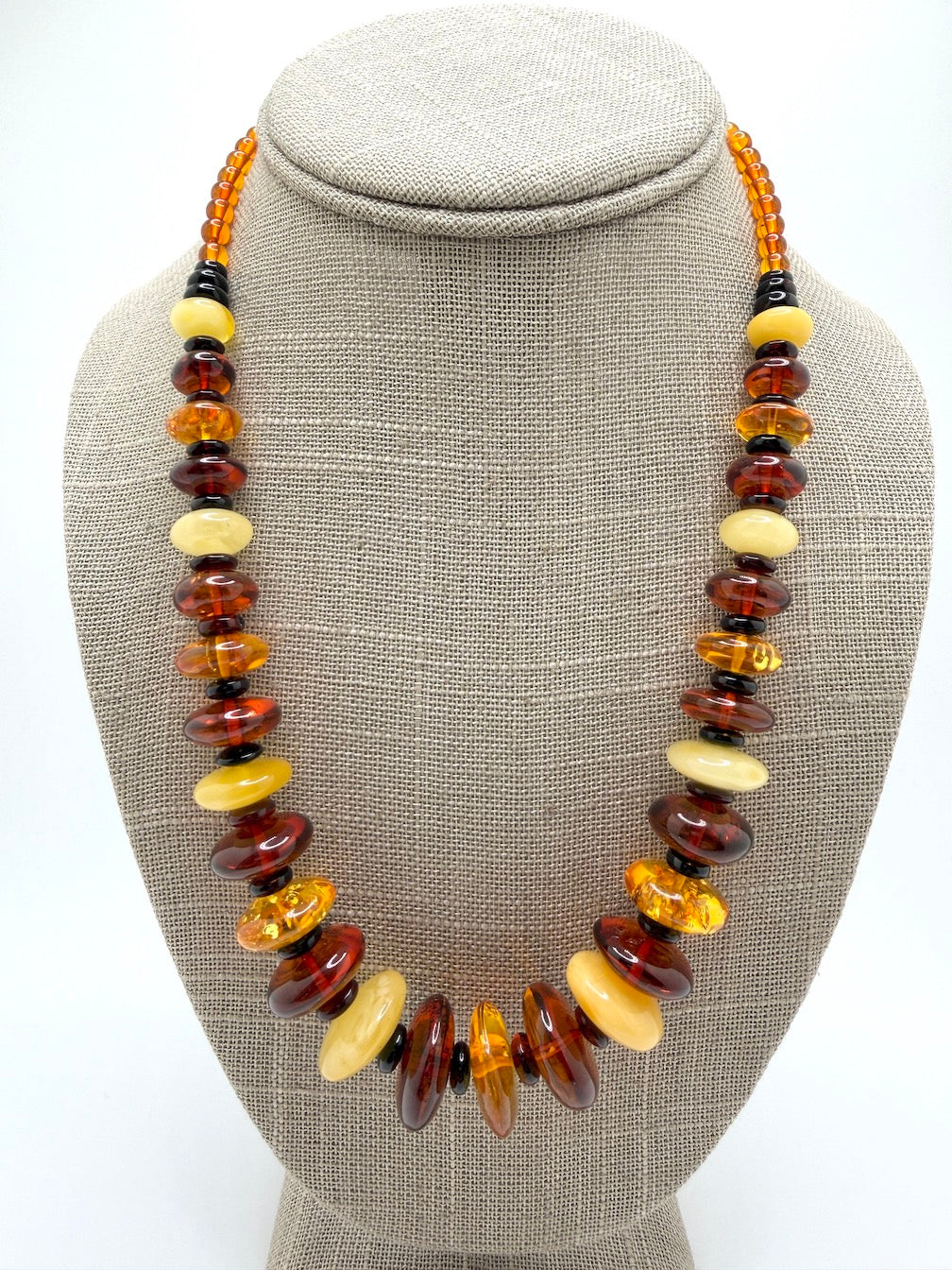 Genuine Baltic Amber Ombré Necklace | Donut Shape Amber Beads