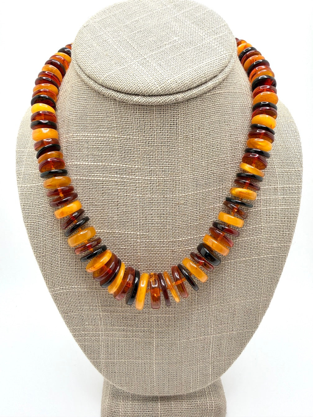 Genuine Baltic Amber Ombré Necklace | Donut Shape Amber Beads | Lemon, Butterscotch, Honey & Cherry Amber