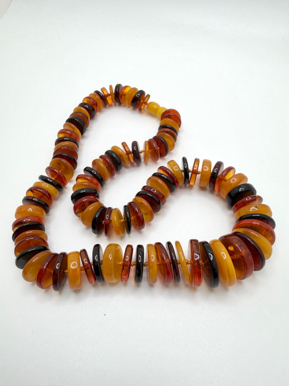 Genuine Baltic Amber Ombré Necklace | Donut Shape Amber Beads | Lemon, Butterscotch, Honey & Cherry Amber