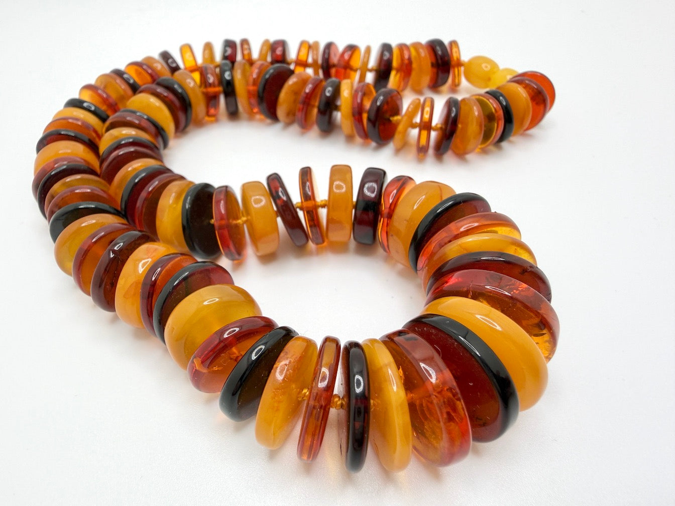 Genuine Baltic Amber Ombré Necklace | Donut Shape Amber Beads | Lemon, Butterscotch, Honey & Cherry Amber