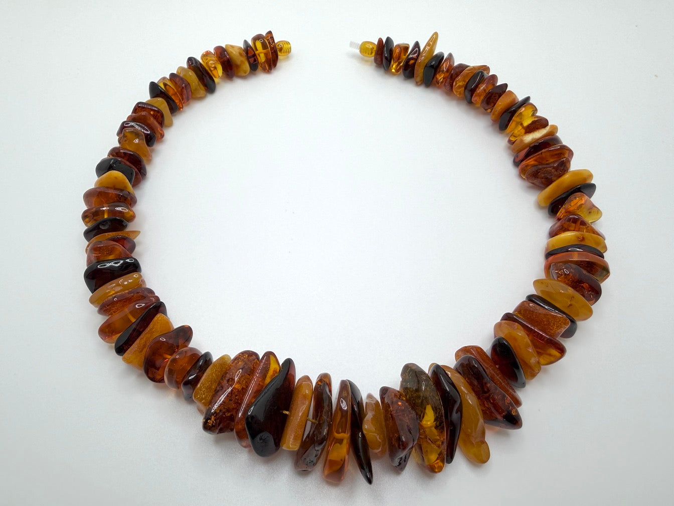 Genuine Baltic Amber Ombré Necklace | Flat Donut Shape Amber Beads | Lemon, Butterscotch, Honey & Cherry Amber