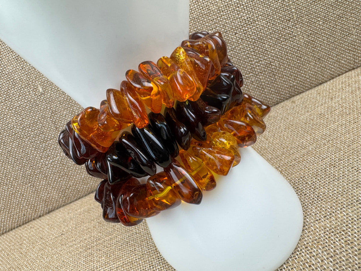 Genuine Baltic Amber Ombre Stretch Bracelet