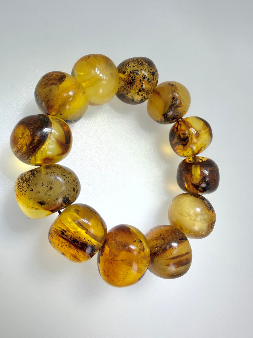 Genuine Baltic Amber Oversized Bead Stretch Bracelet
