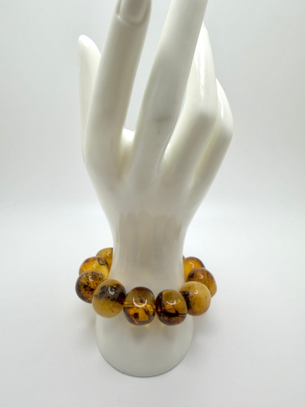 Genuine Baltic Amber Oversized Bead Stretch Bracelet