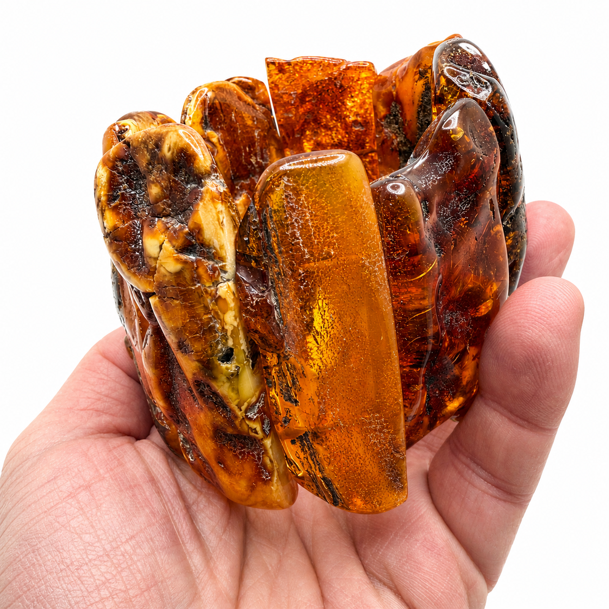Genuine Baltic Amber Oversized Chunk Bracelet – Lemon Butter, Butterscotch & Honey | Museum Quality | One of a Kind Statement Piece | 166g