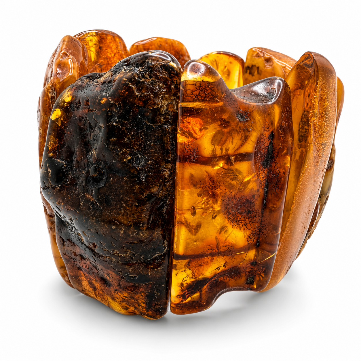 Genuine Baltic Amber Oversized Chunk Bracelet – Lemon Butter, Butterscotch & Honey | Museum Quality | One of a Kind Statement Piece | 166g