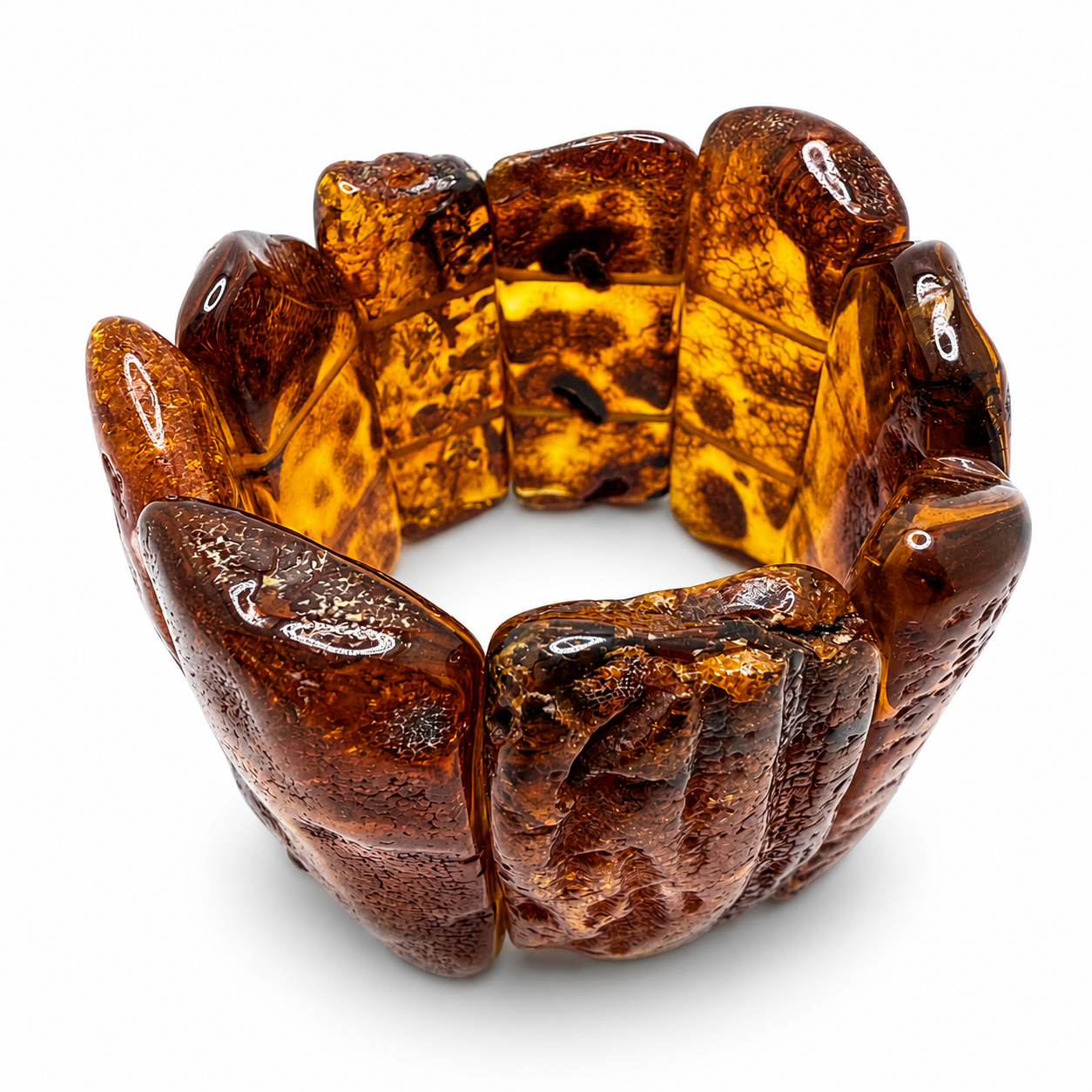 Genuine Baltic Amber Oversized Chunk Bracelet – Golden Honey & Cognac | Museum Quality | One of a Kind Statement Piece | 175g