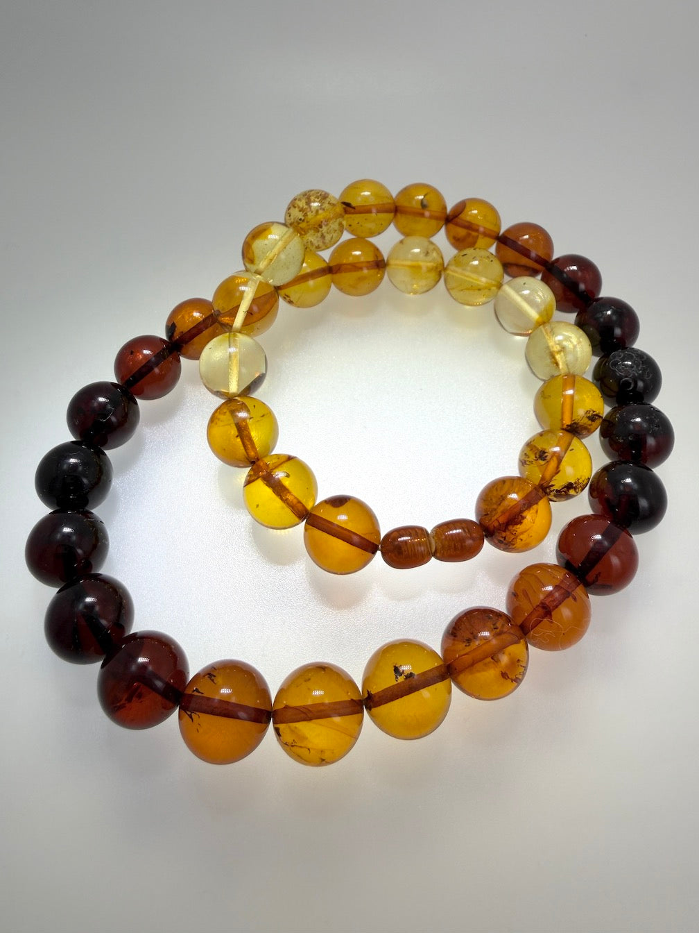 Genuine Baltic Amber Perfect Round Ball Necklace – Graduated Multicolor Rainbow – Handmade in Lithuania
