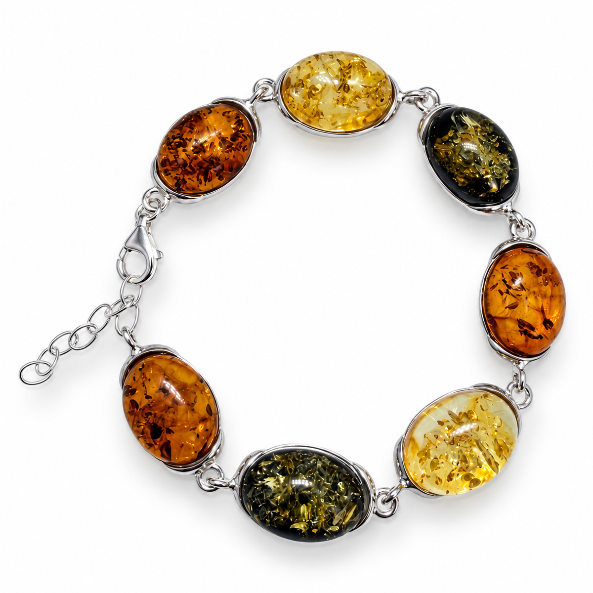 Genuine Baltic Amber Sterling Silver Bracelet