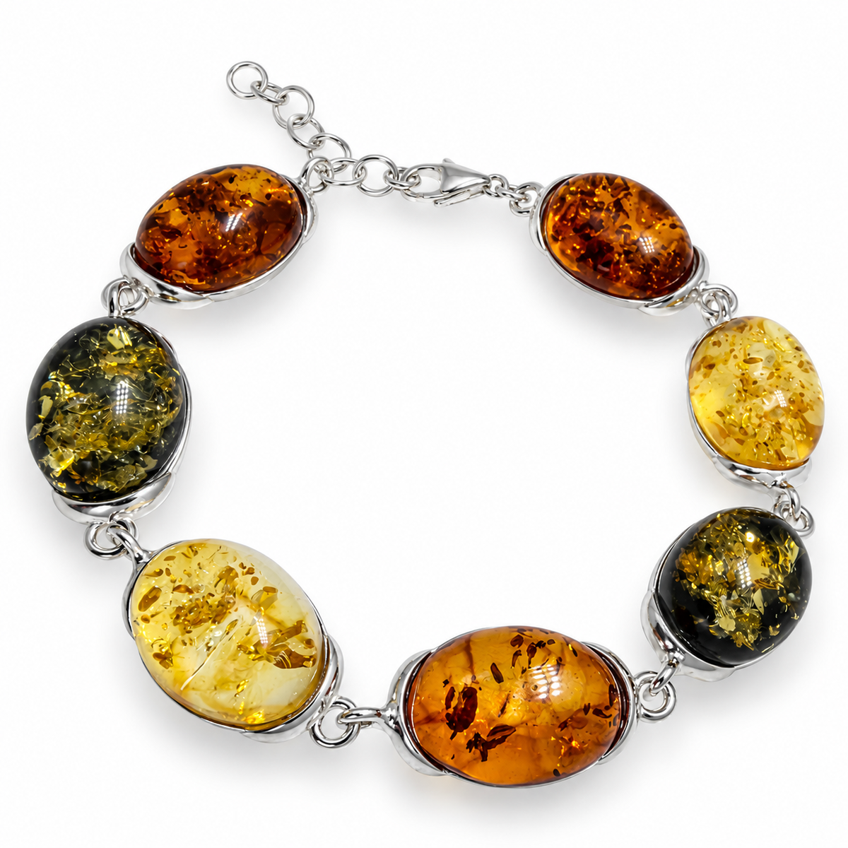 Genuine Baltic Amber Sterling Silver Bracelet