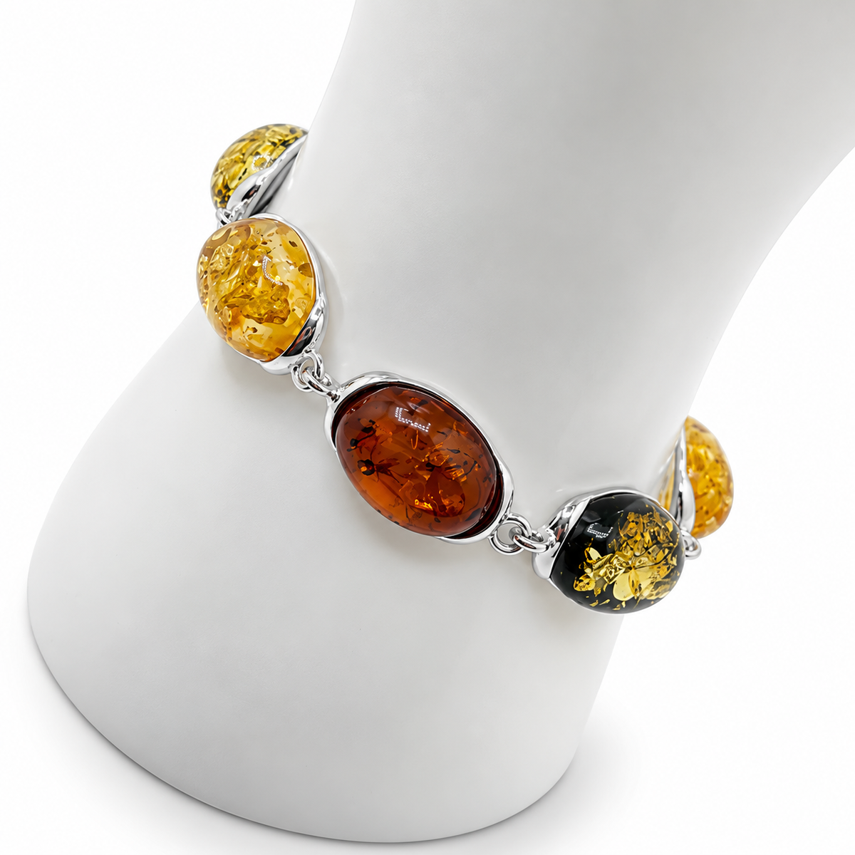 Genuine Baltic Amber Sterling Silver Bracelet