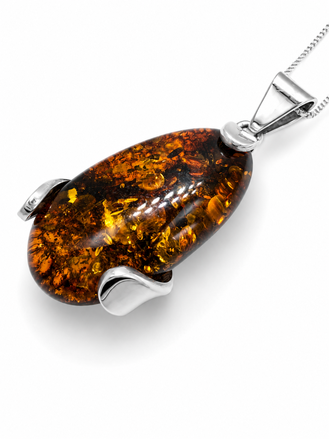 Genuine Baltic Amber Sterling Silver Pendant