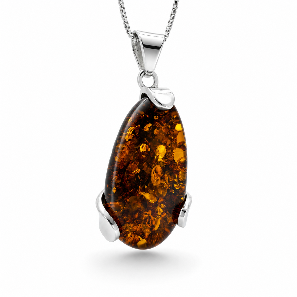 Genuine Baltic Amber Sterling Silver Pendant