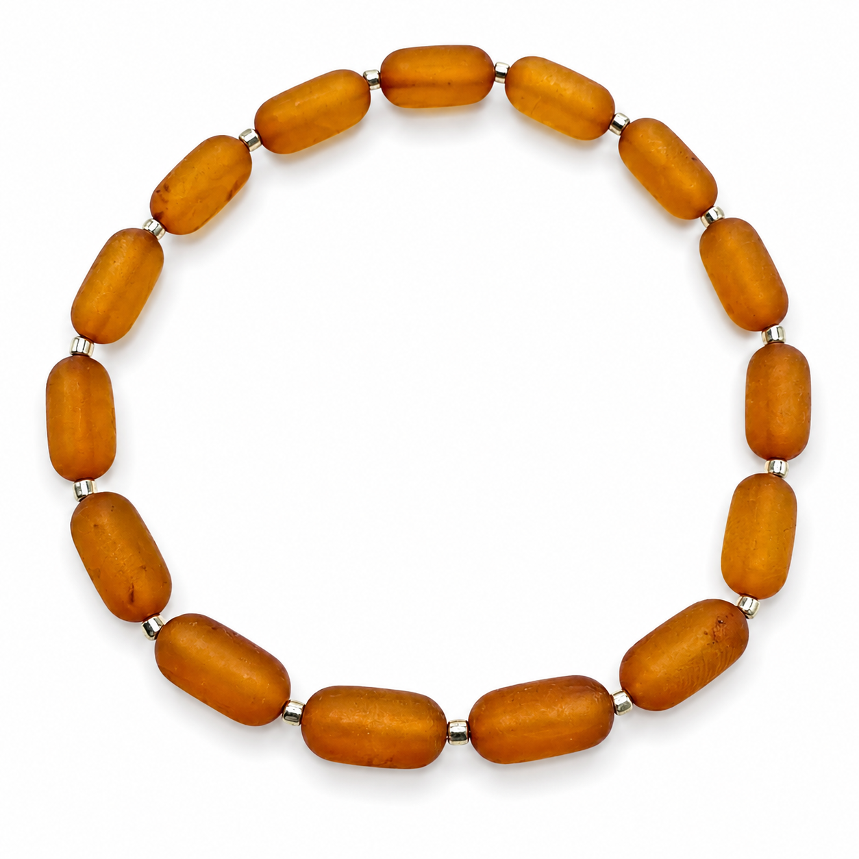 Genuine Baltic Amber Stretch Bracelet – Matte Bean Beads