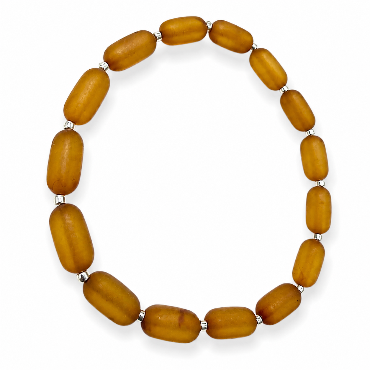 Genuine Baltic Amber Stretch Bracelet – Matte Bean Beads