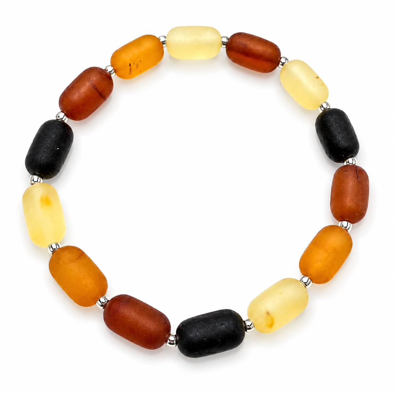 Genuine Baltic Amber Stretch Bracelet – Matte Bean Beads
