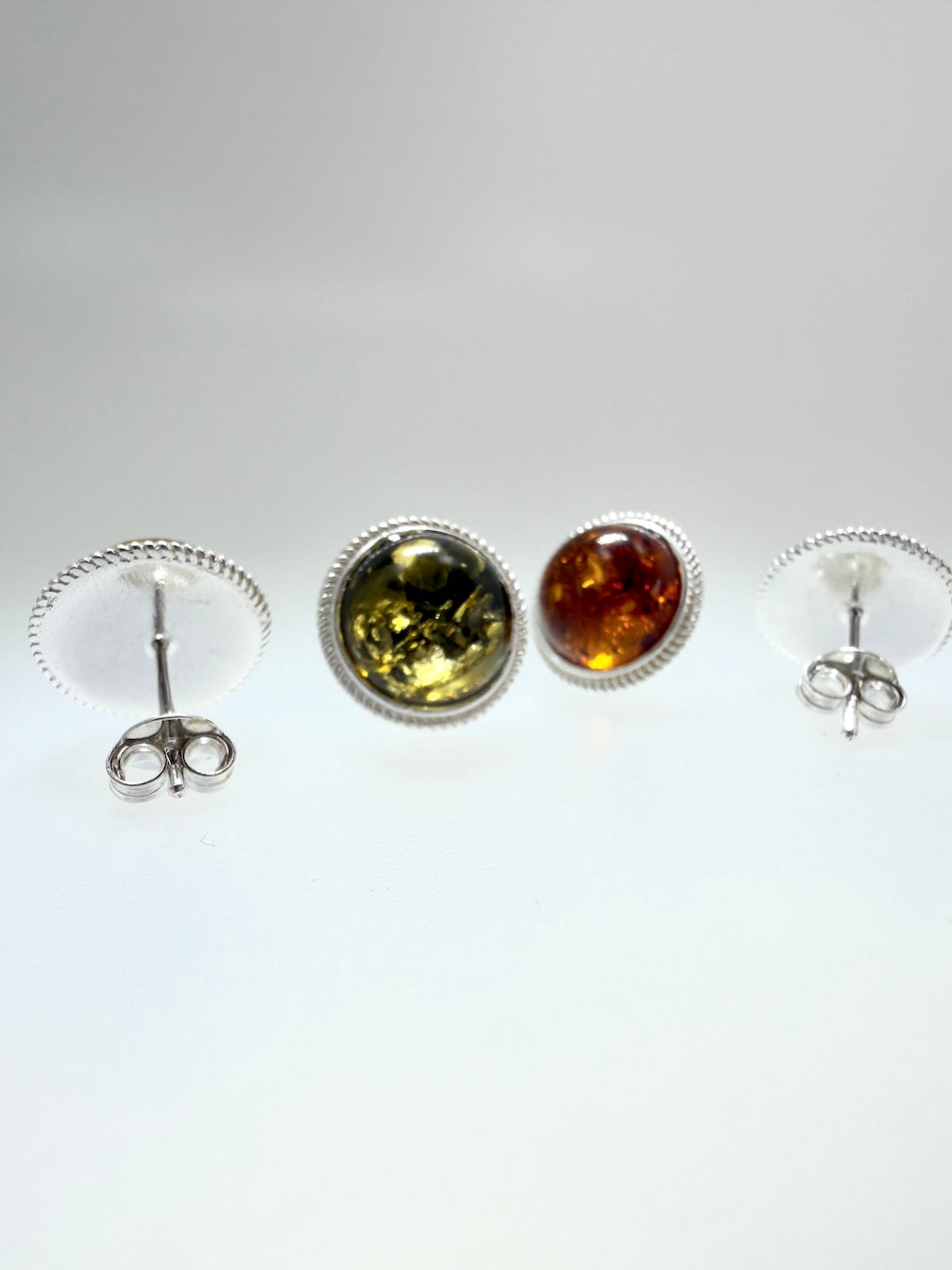 Genuine Baltic Amber Stud Earrings | Sterling Silver | Honey or Green | Handmade in Poland | Everyday Comfort & Style