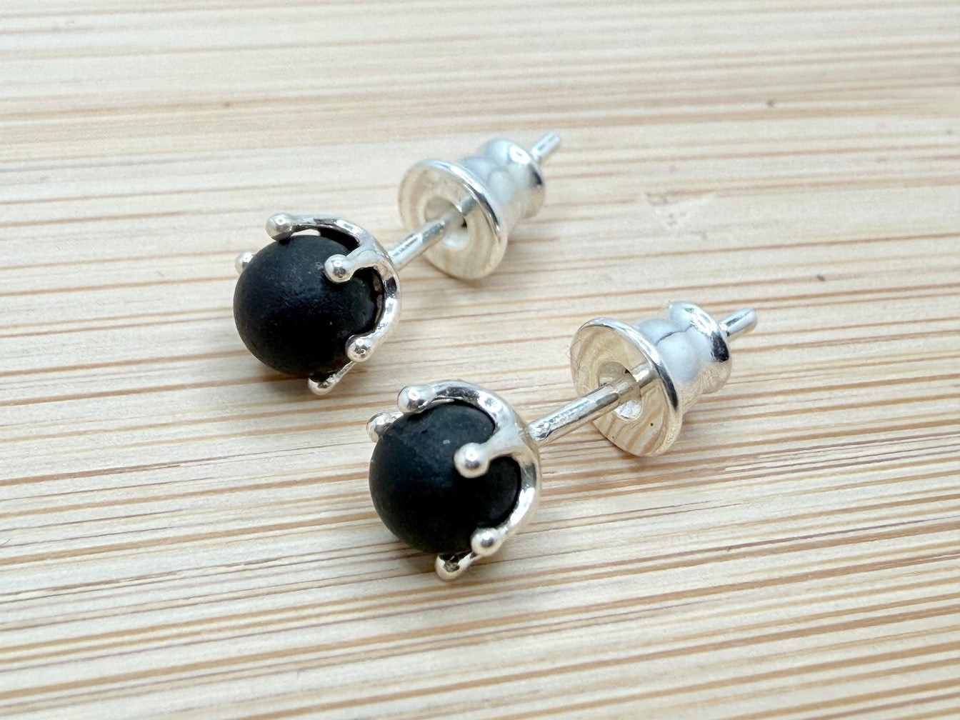 Genuine Baltic Amber Stud Post Earrings | 6mm Round | Honey • Lemon • Cherry • Black | Sterling Silver Posts | Everyday Classic