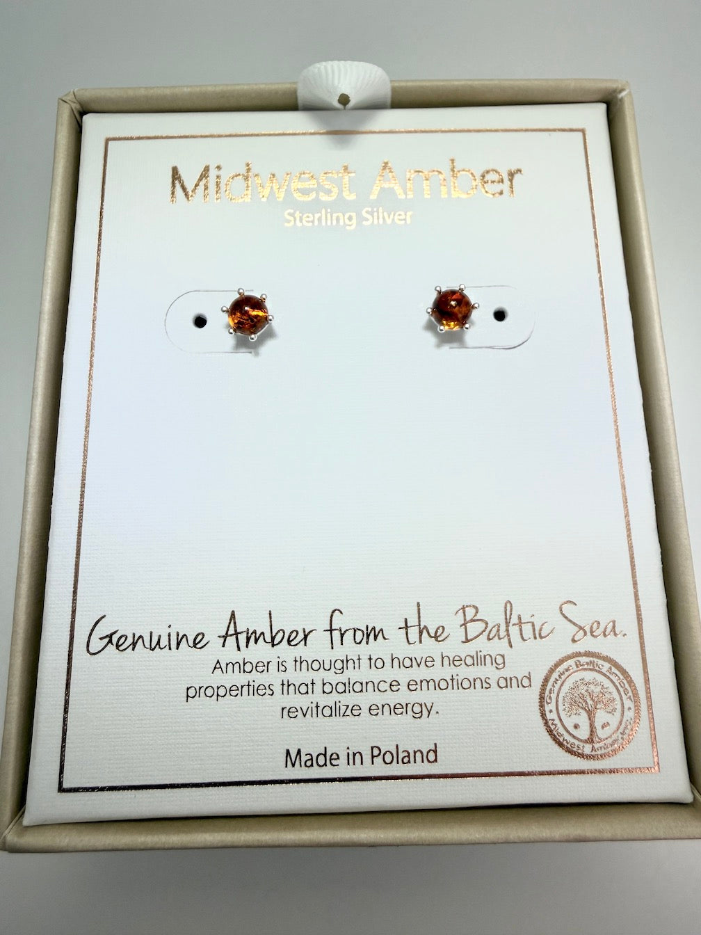 Genuine Baltic Amber Stud Post Earrings | 6mm Round | Honey • Lemon • Cherry • Black | Sterling Silver Posts | Everyday Classic