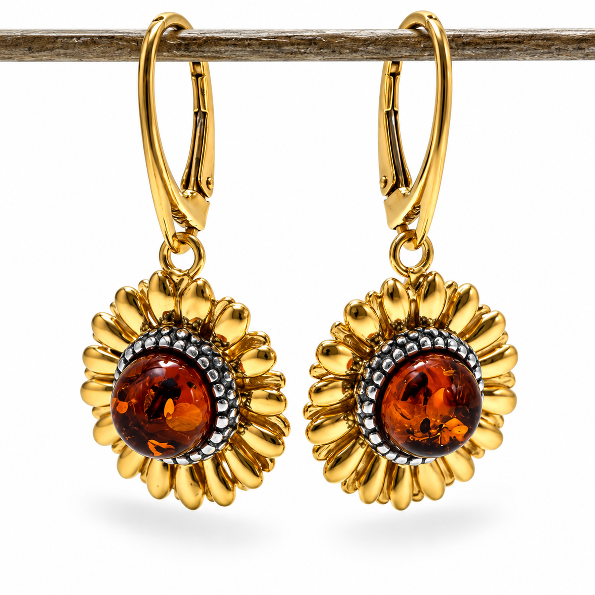Genuine Baltic Amber Sunflower Jewelry Collection