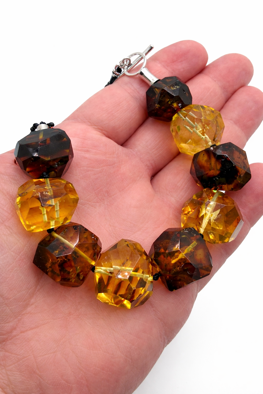 Genuine Baltic Amber & Black Onyx Statement Necklace