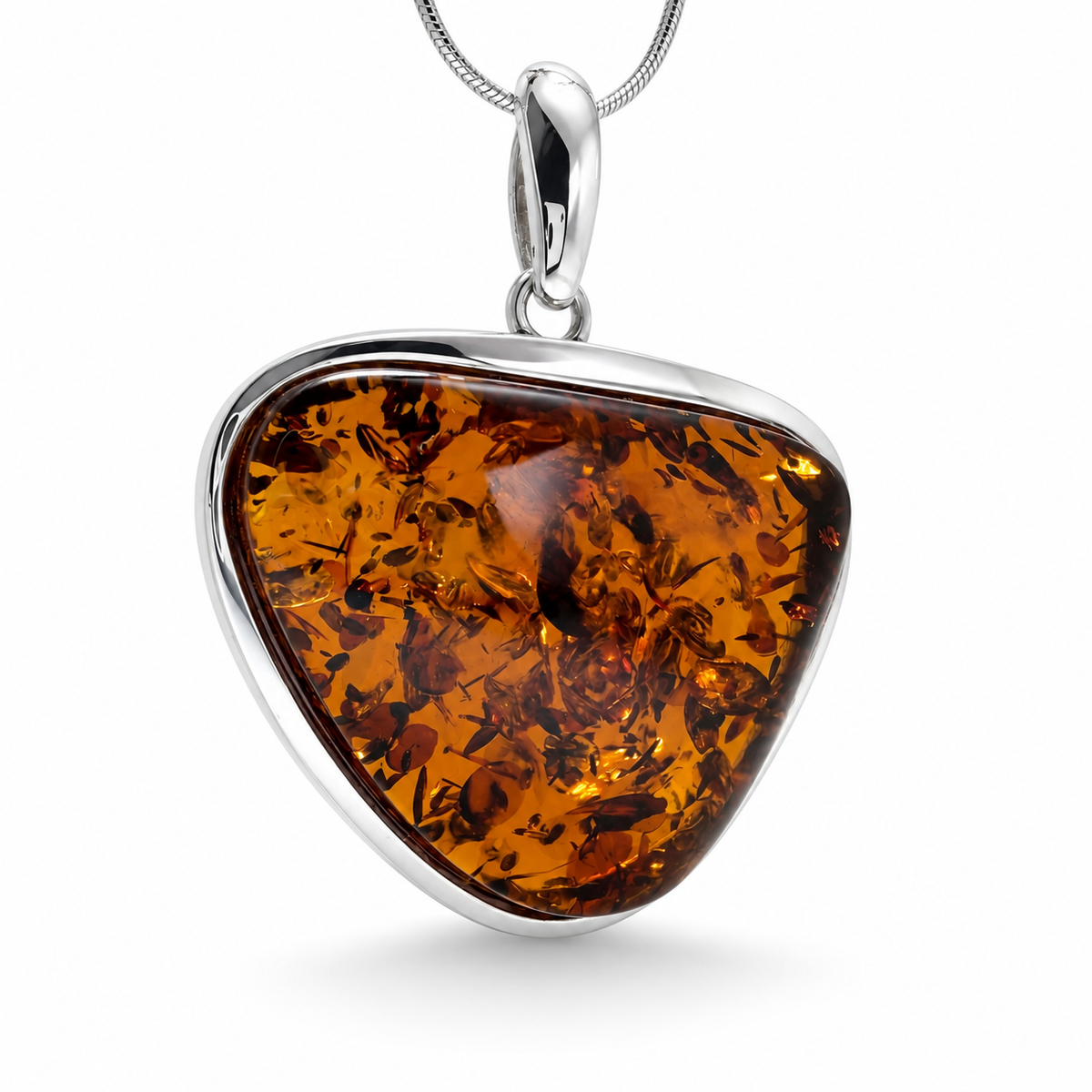 Genuine Baltic Amber & Sterling Silver Modern Pendant