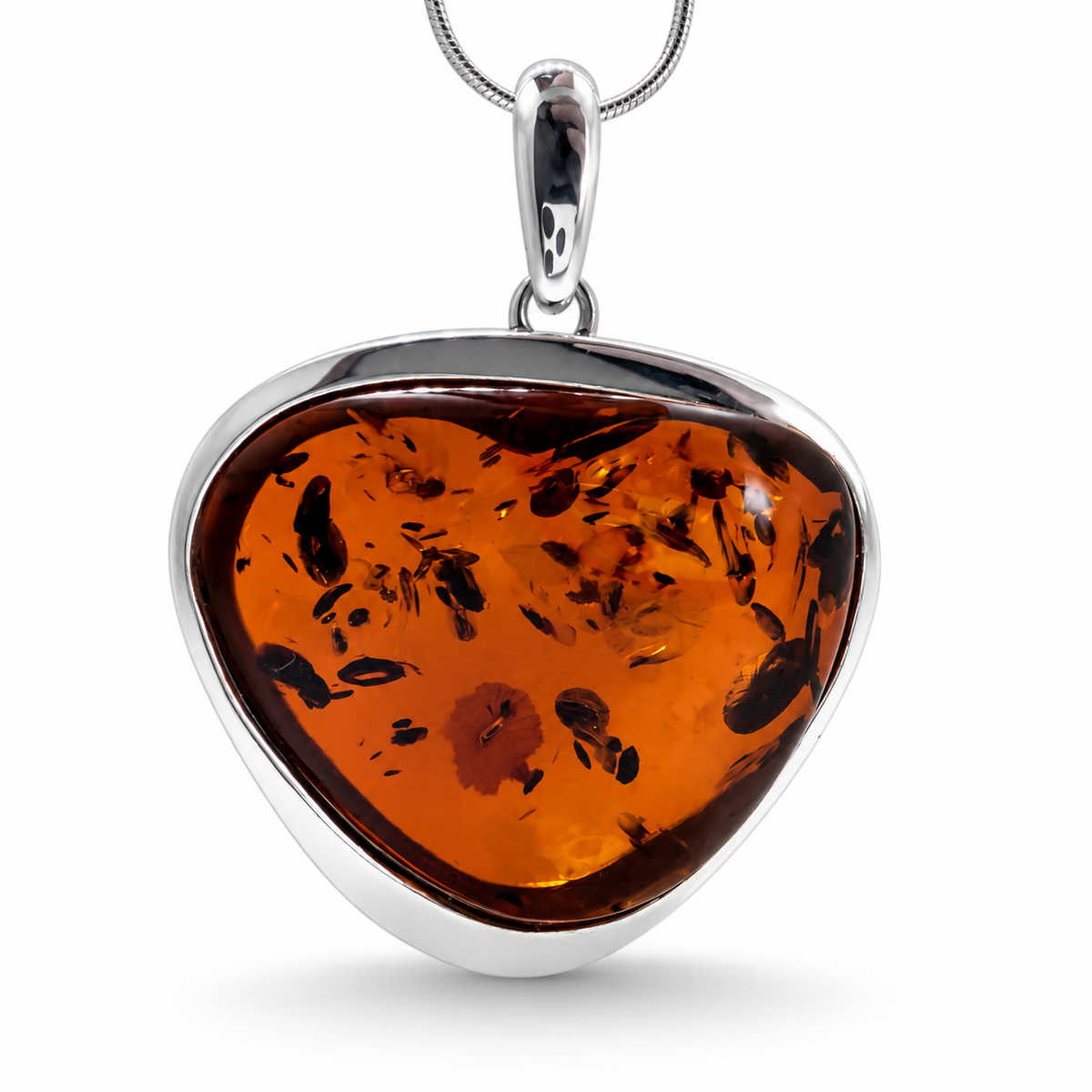 Genuine Baltic Amber & Sterling Silver Modern Pendant