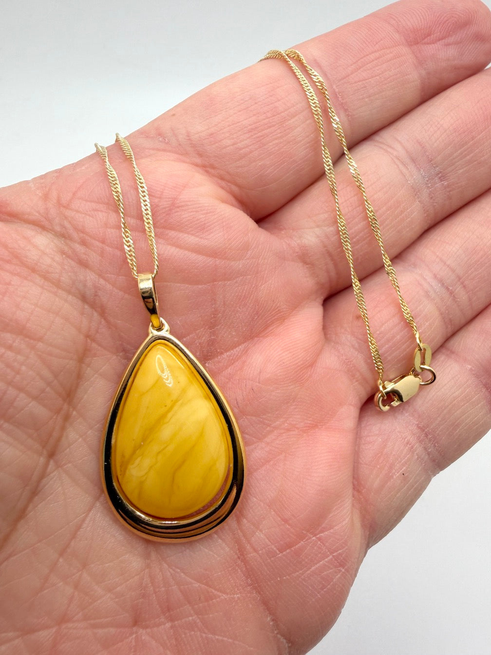 Handmade in Poland • Gold Plated Sterling Silver • Genuine Butterscotch Baltic Amber Set