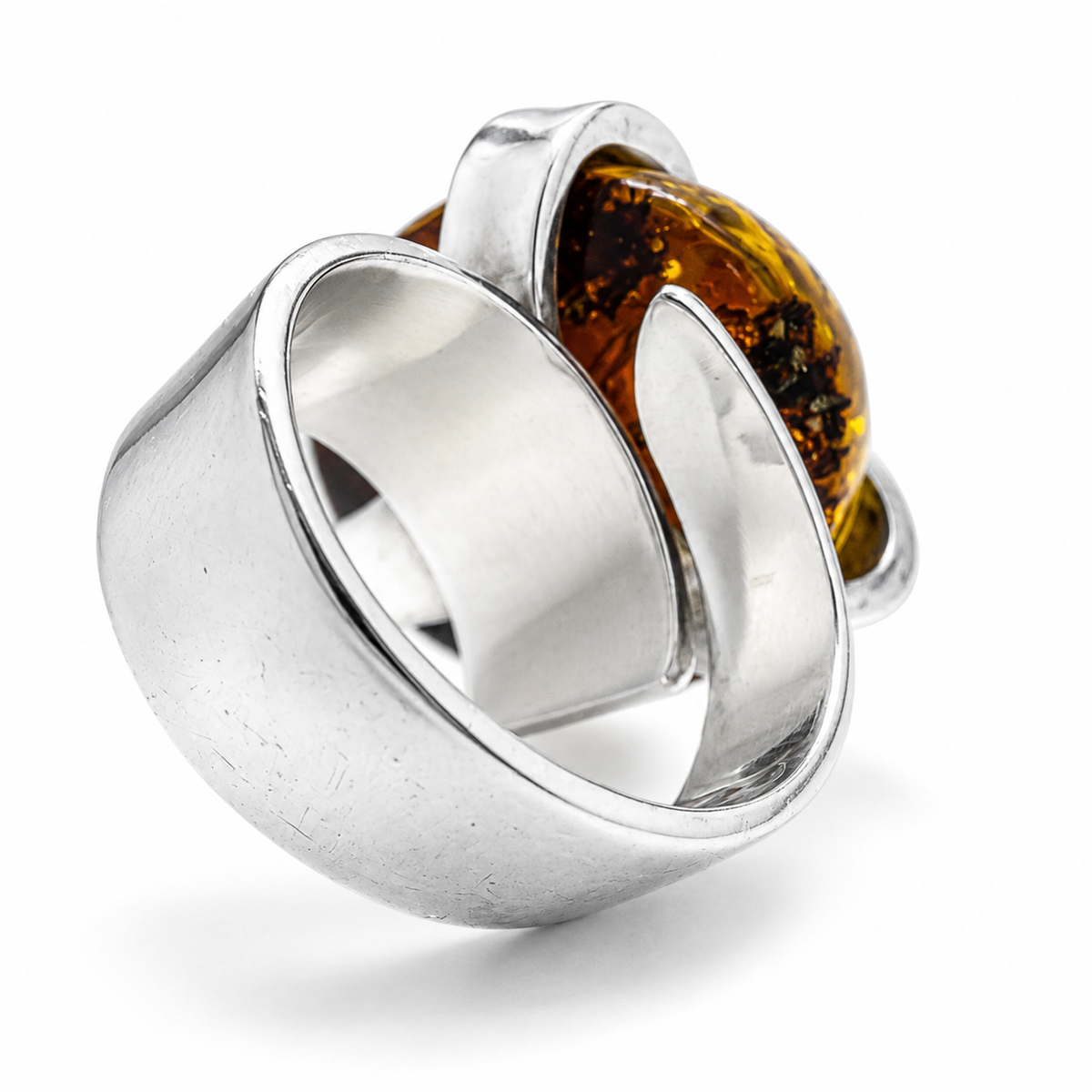 Genuine Green Baltic Amber Sterling Silver Ring