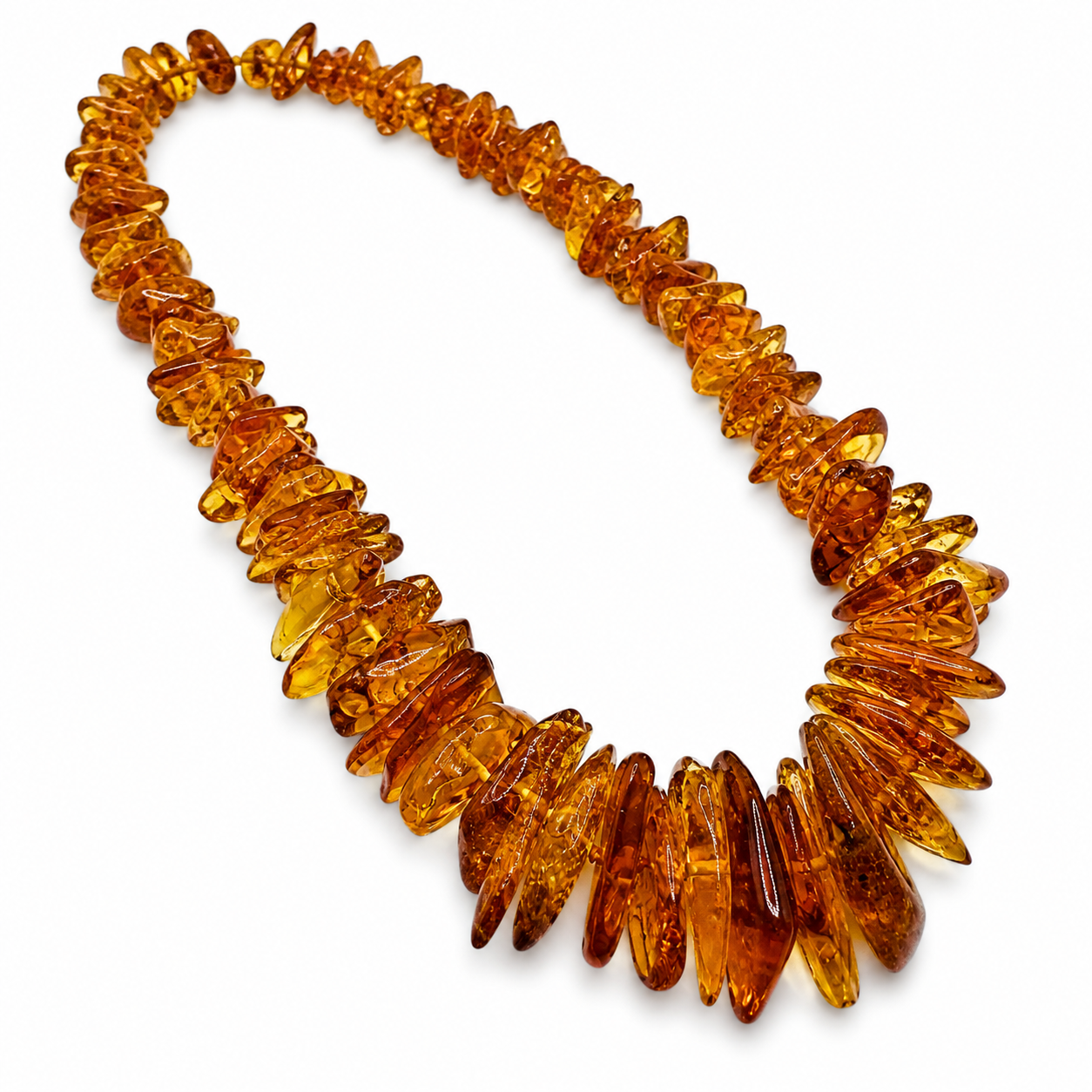 Genuine Honey Cognac Baltic Amber Graduated Bead Necklace