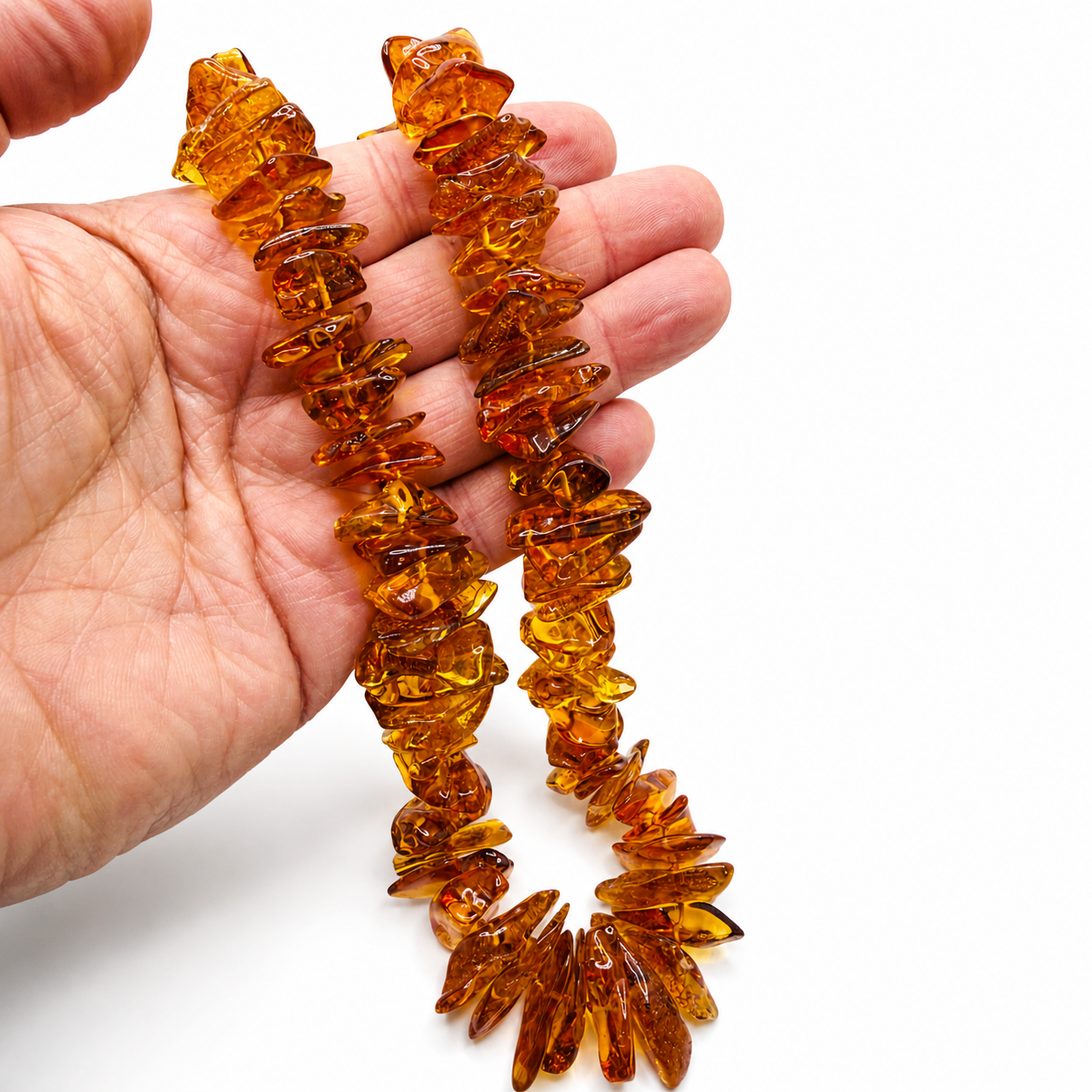 Genuine Honey Cognac Baltic Amber Graduated Bead Necklace