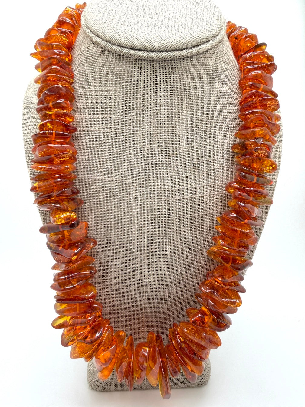 Genuine Honey Cognac Baltic Amber Graduated Bead Necklace