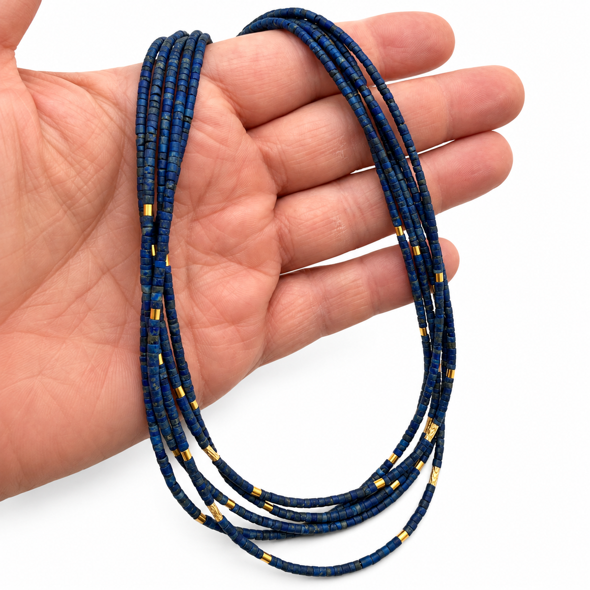 Genuine Lapis Lazuli Necklace – Five Strand
