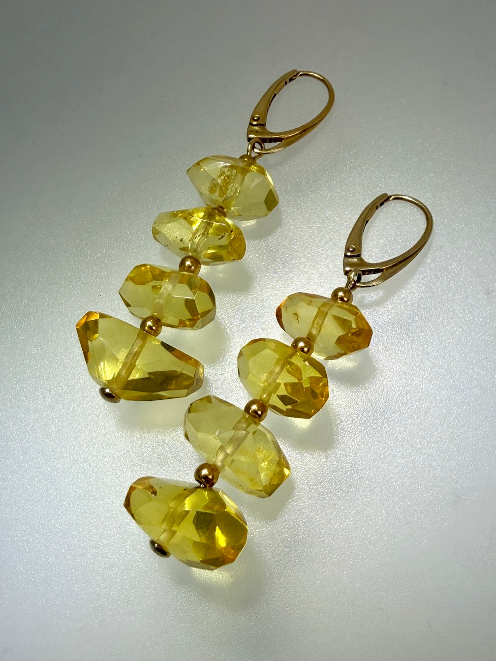Genuine Lemon Baltic Amber Drop Earrings – Gold Plated Sterling Silver Lever Back