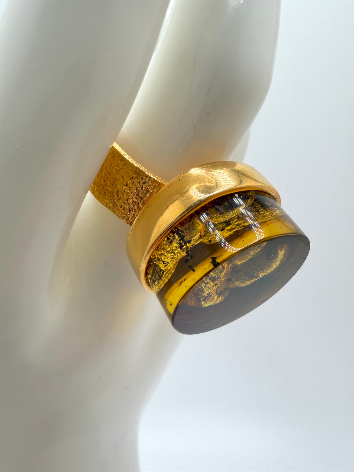 Gold Plated Sterling Silver Baltic Amber Statement Ring