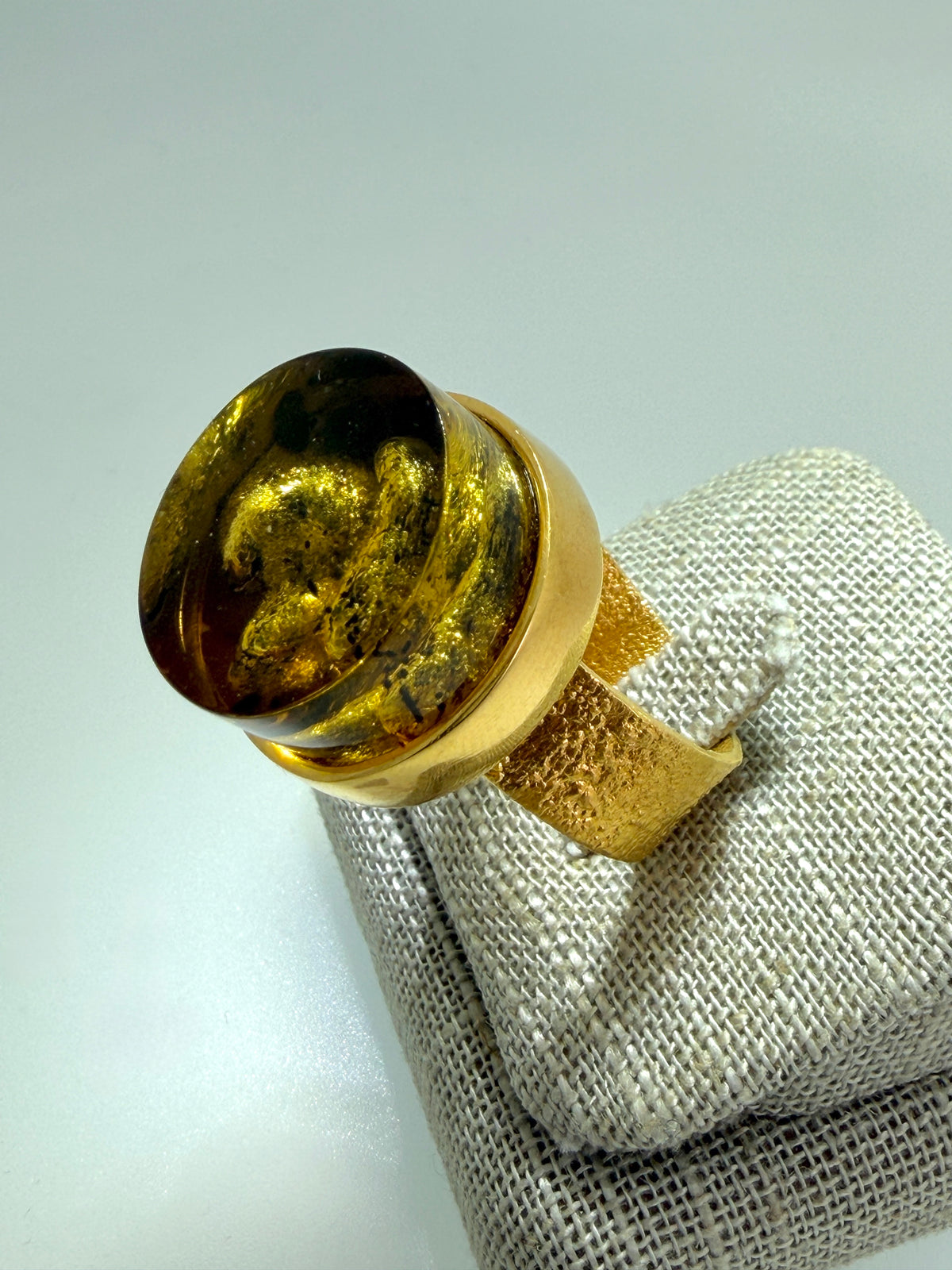 Gold Plated Sterling Silver Baltic Amber Statement Ring