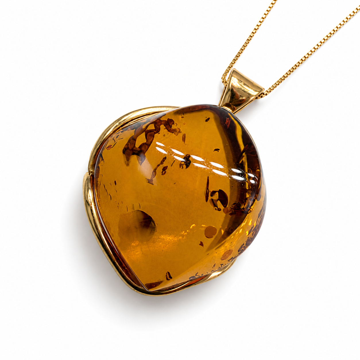 Genuine Baltic Amber Faceted Pendant Necklace