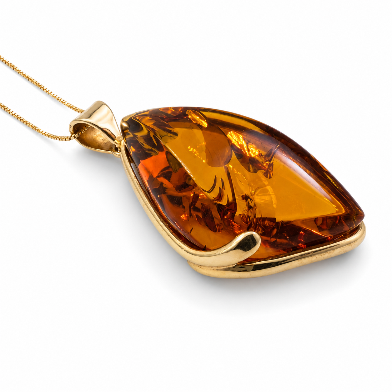 Genuine Baltic Amber Faceted Pendant Necklace