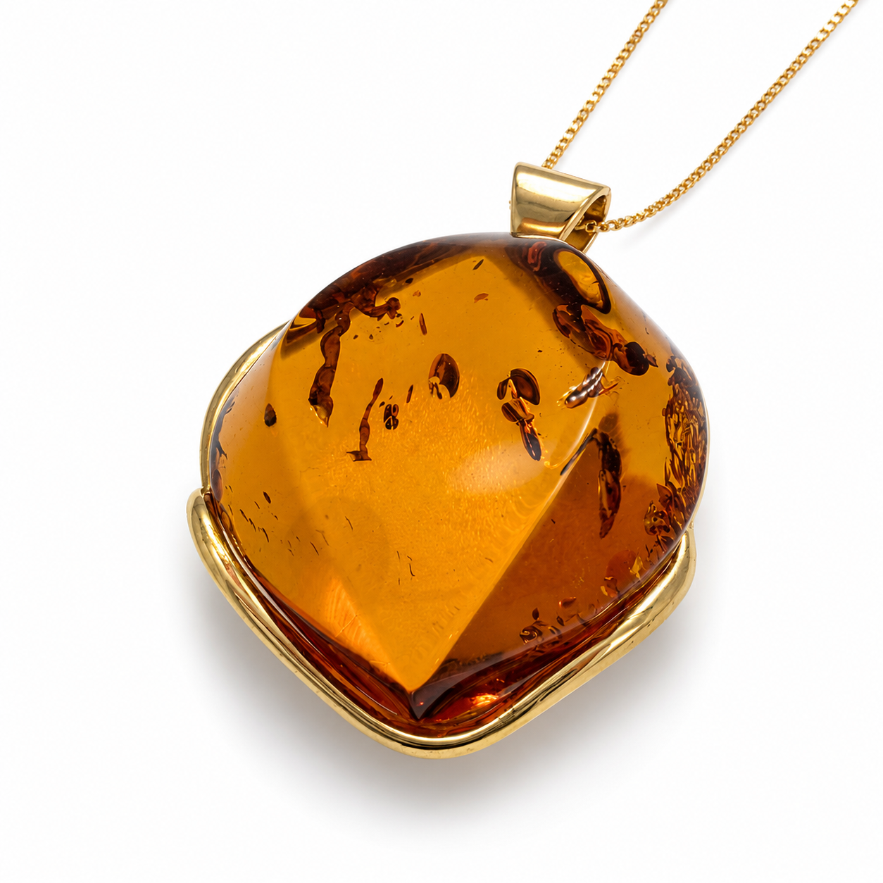 Genuine Baltic Amber Faceted Pendant Necklace