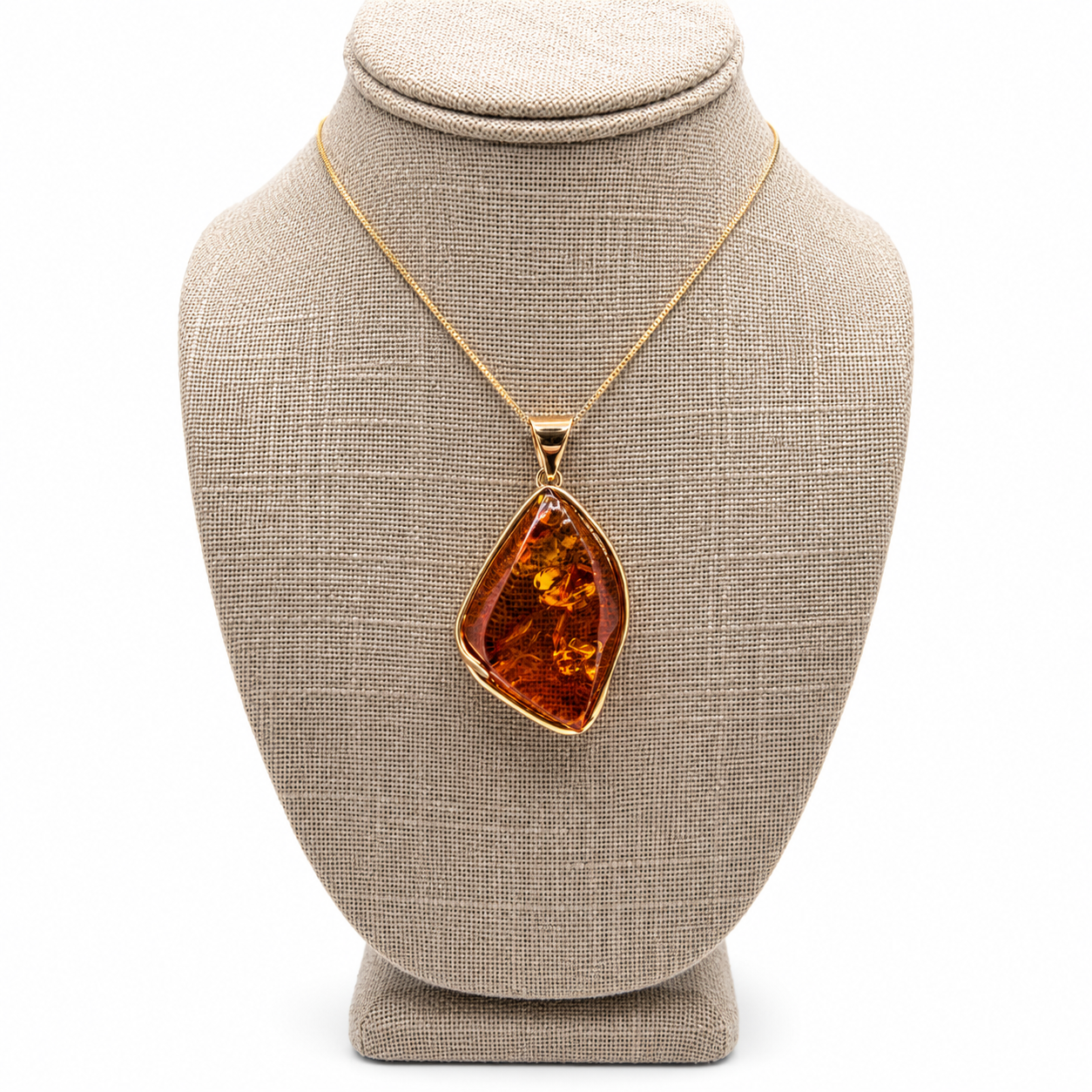 Genuine Baltic Amber Faceted Pendant Necklace