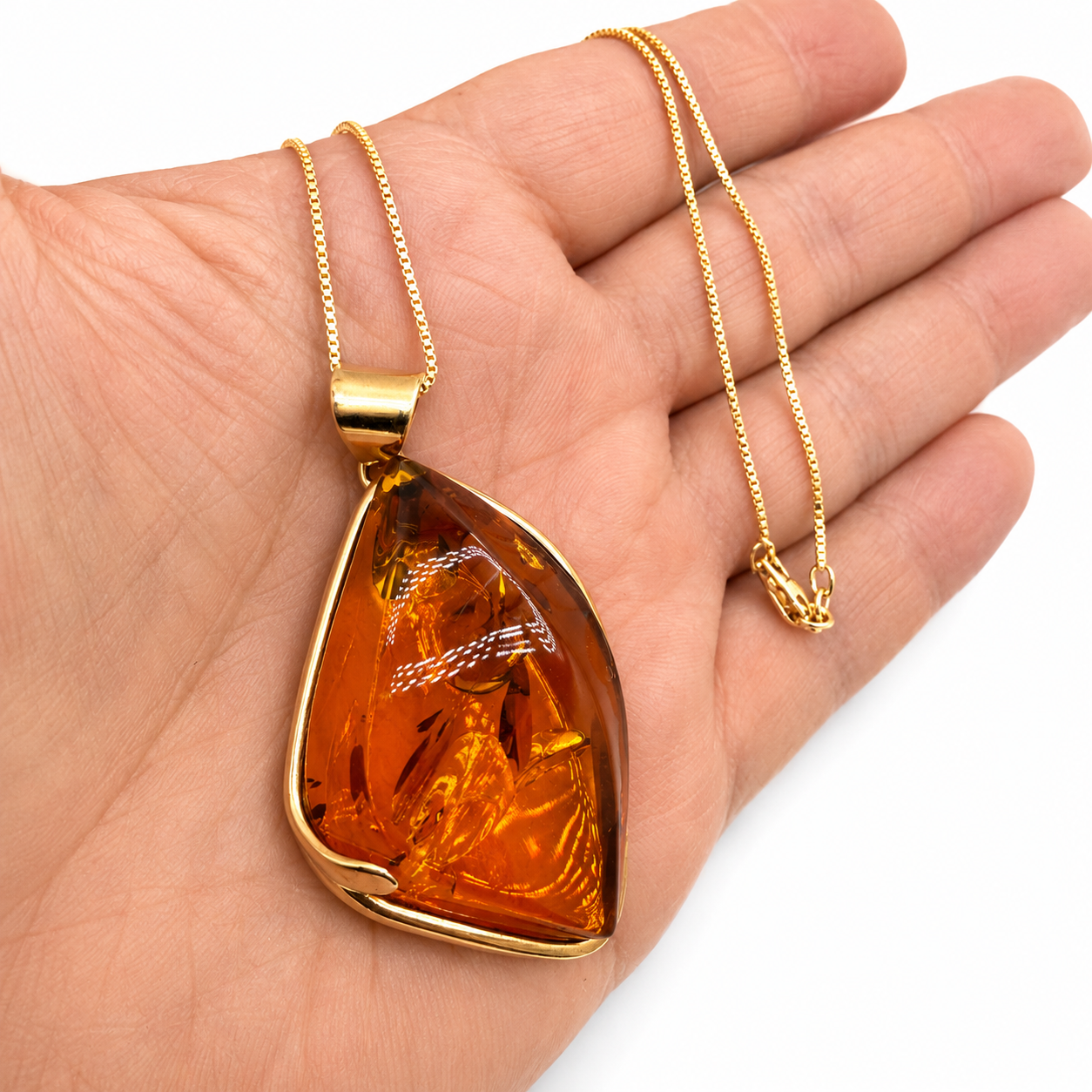 Genuine Baltic Amber Faceted Pendant Necklace