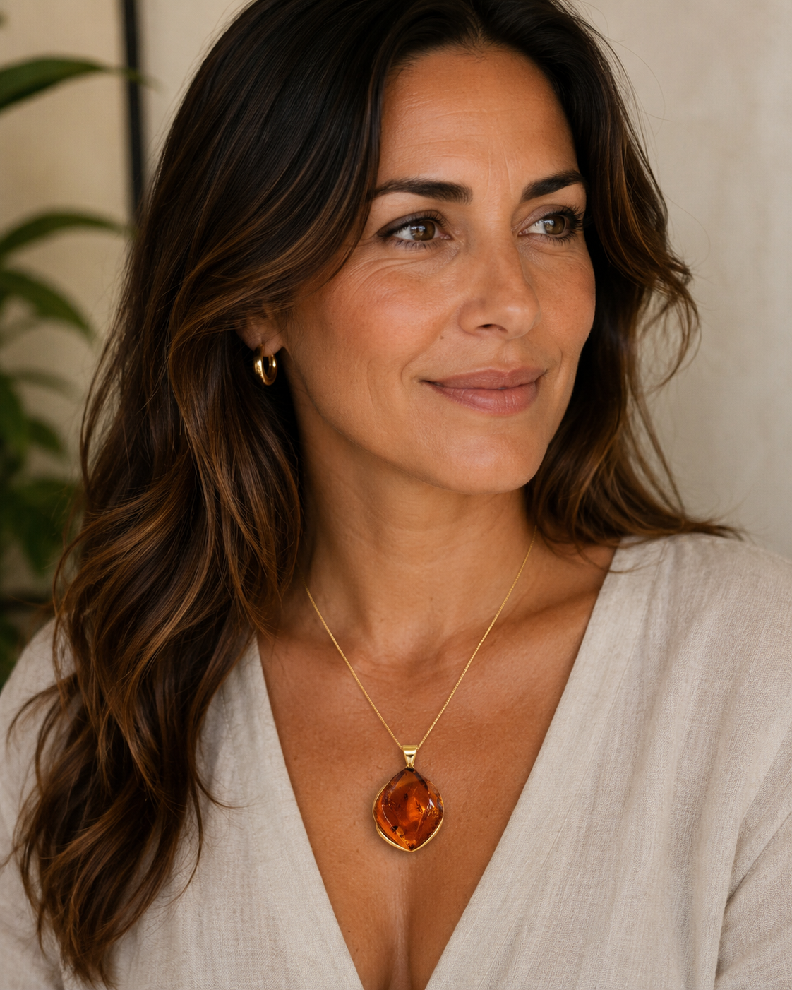 Genuine Baltic Amber Faceted Pendant Necklace